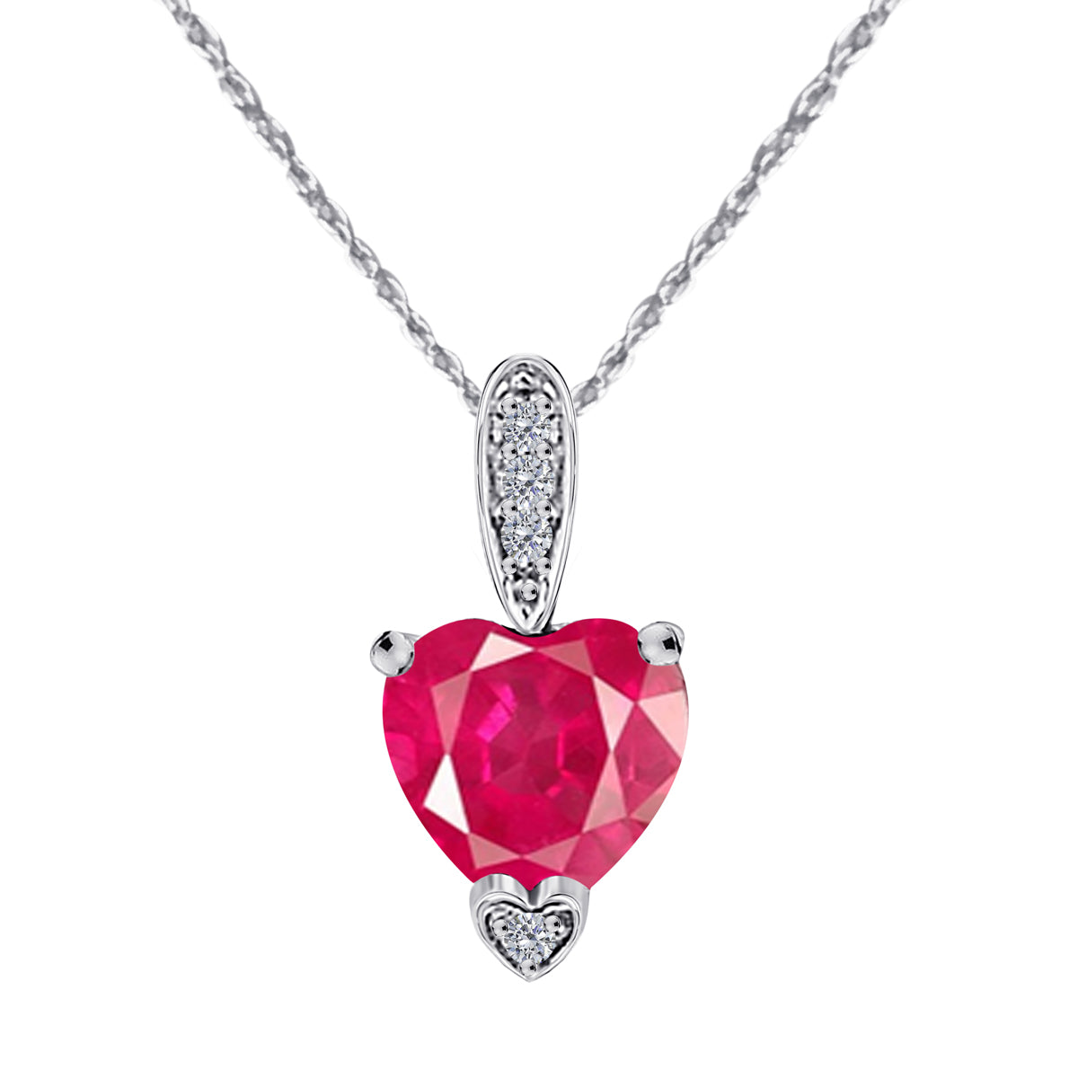 MauliJewels 1.18 Carat Heart Shape Gemstone and Lab Grown Diamond Pendant Necklace for Women in 10K White and Yellow Gold with 18 Inch Gold Plated Chain - Mauli Jewels