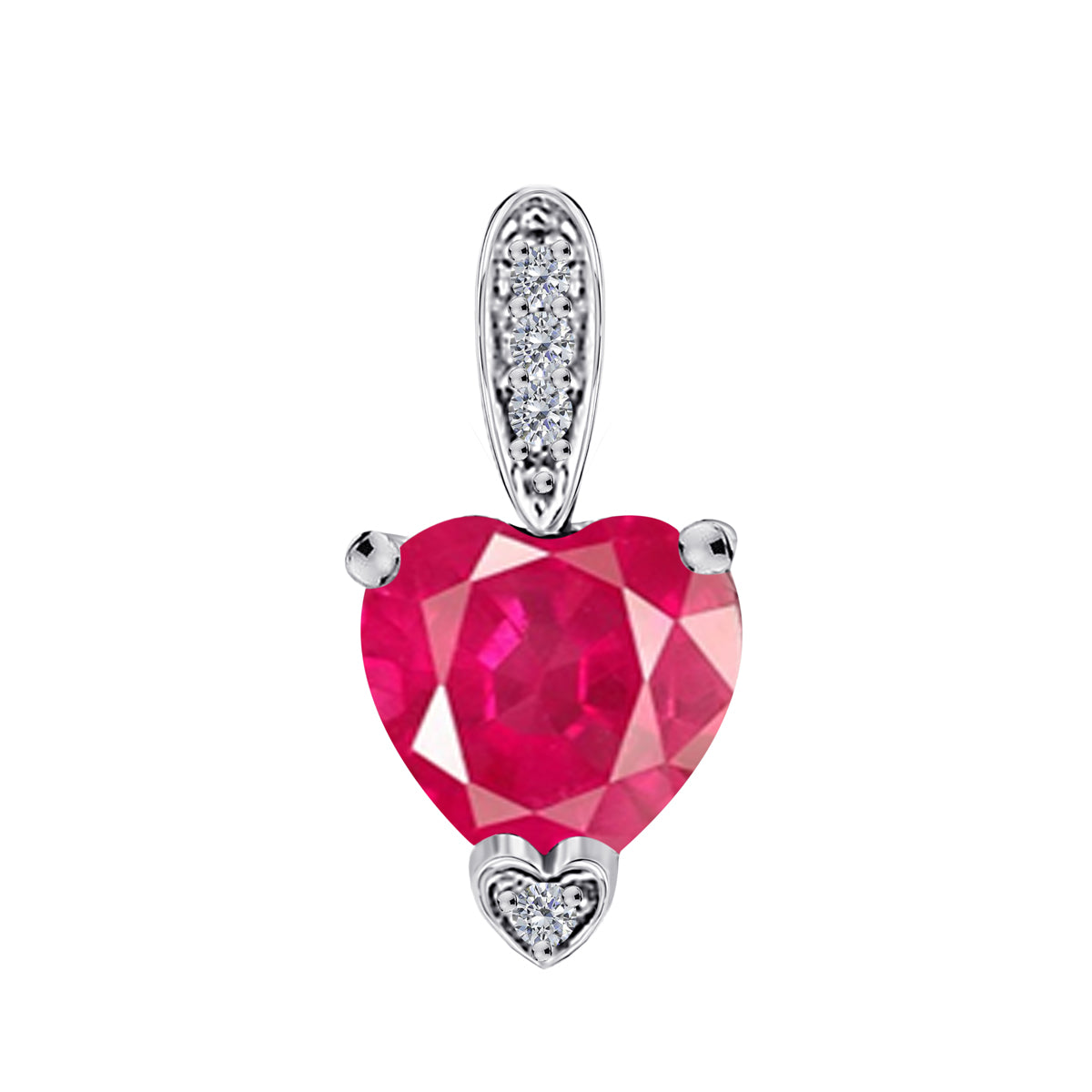 MauliJewels 1.18 Carat Heart Shape Gemstone and Lab Grown Diamond Pendant Necklace for Women in 10K White and Yellow Gold with 18 Inch Gold Plated Chain - Mauli Jewels
