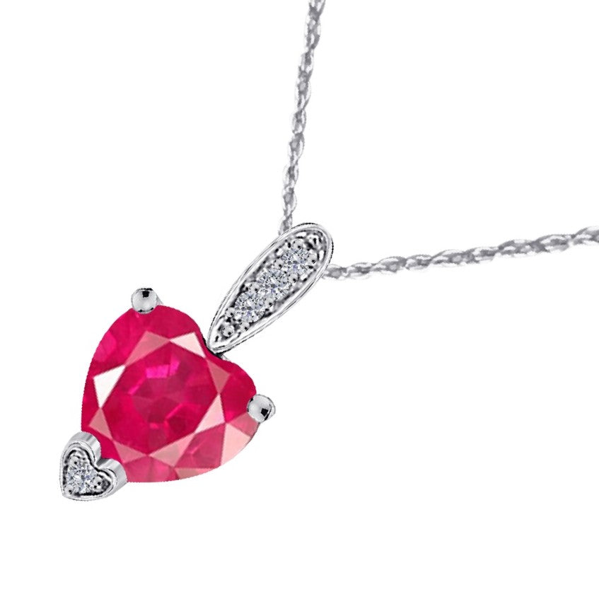 MauliJewels 1.18 Carat Heart Shape Gemstone and Lab Grown Diamond Pendant Necklace for Women in 10K White and Yellow Gold with 18 Inch Gold Plated Chain - Mauli Jewels