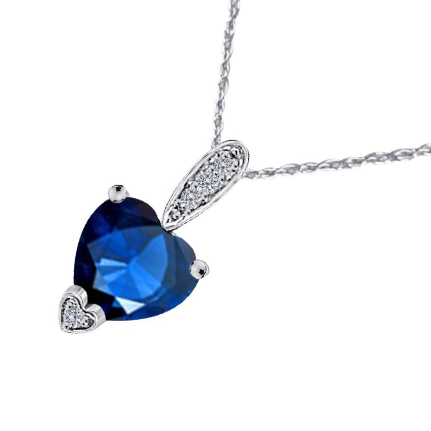 MauliJewels 1.18 Carat Heart Shape Gemstone and Lab Grown Diamond Pendant Necklace for Women in 10K White and Yellow Gold with 18 Inch Gold Plated Chain - Mauli Jewels