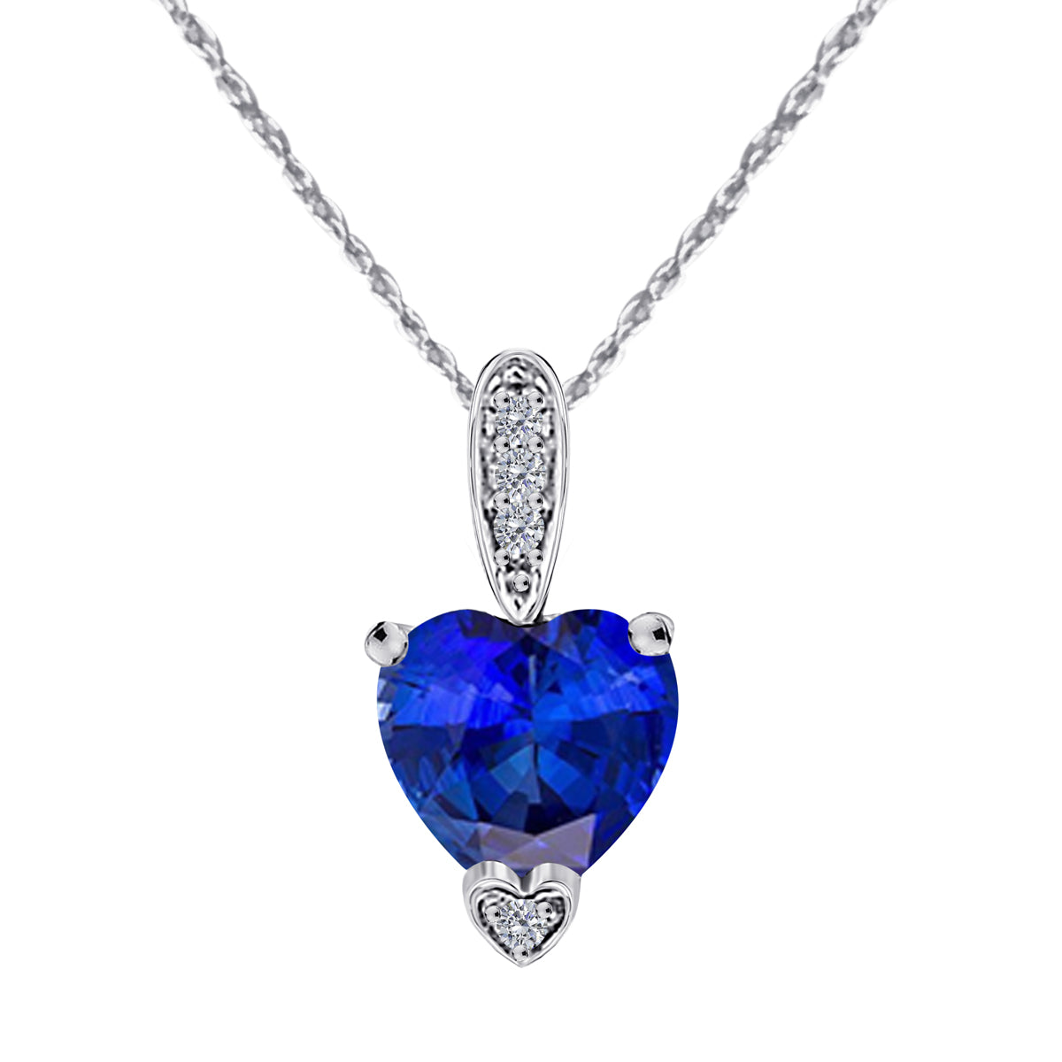 MauliJewels 1.18 Carat Heart Shape Gemstone and Lab Grown Diamond Pendant Necklace for Women in 10K White and Yellow Gold with 18 Inch Gold Plated Chain - Mauli Jewels