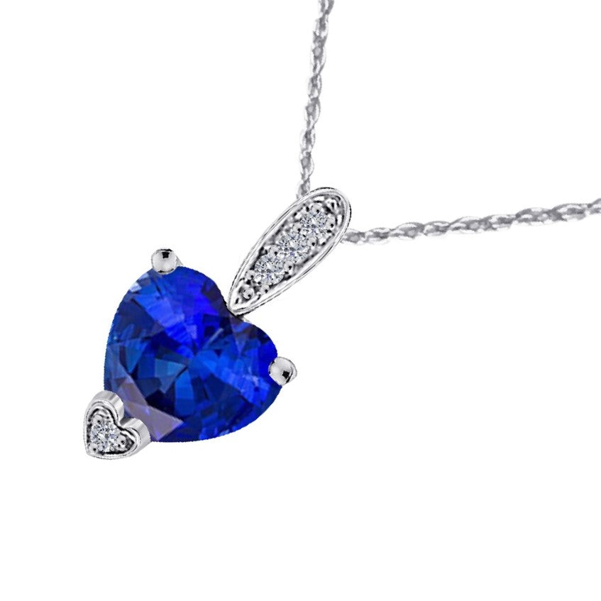 MauliJewels 1.18 Carat Heart Shape Gemstone and Lab Grown Diamond Pendant Necklace for Women in 10K White and Yellow Gold with 18 Inch Gold Plated Chain - Mauli Jewels