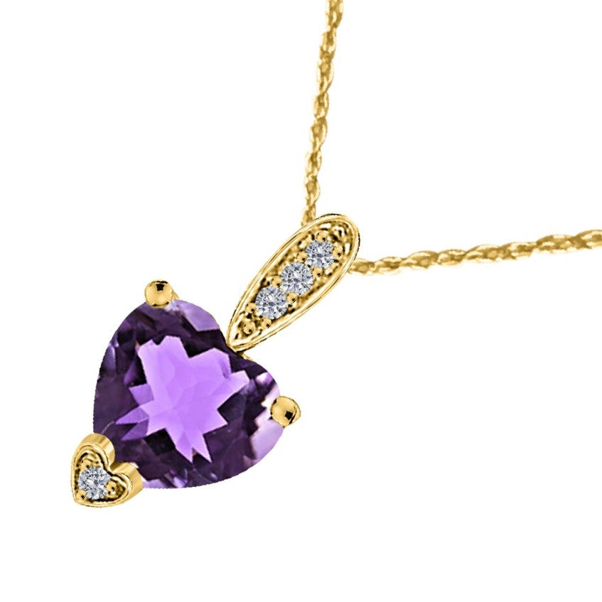 MauliJewels 1.18 Carat Heart Shape Gemstone and Lab Grown Diamond Pendant Necklace for Women in 10K White and Yellow Gold with 18 Inch Gold Plated Chain - Mauli Jewels