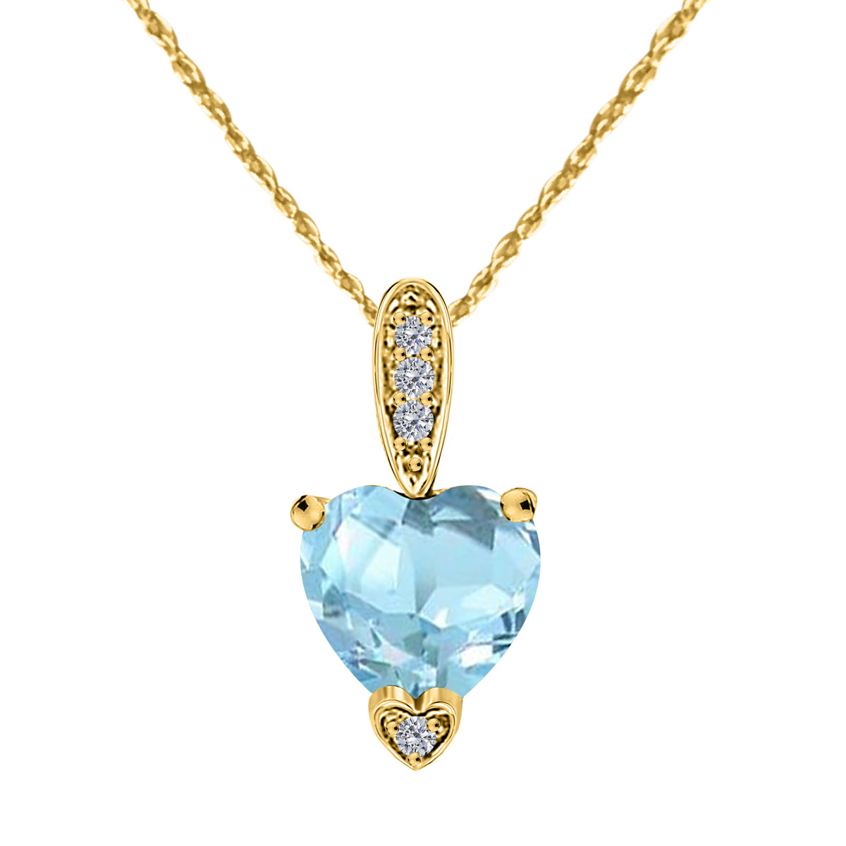 MauliJewels 1.18 Carat Heart Shape Gemstone and Lab Grown Diamond Pendant Necklace for Women in 10K White and Yellow Gold with 18 Inch Gold Plated Chain - Mauli Jewels