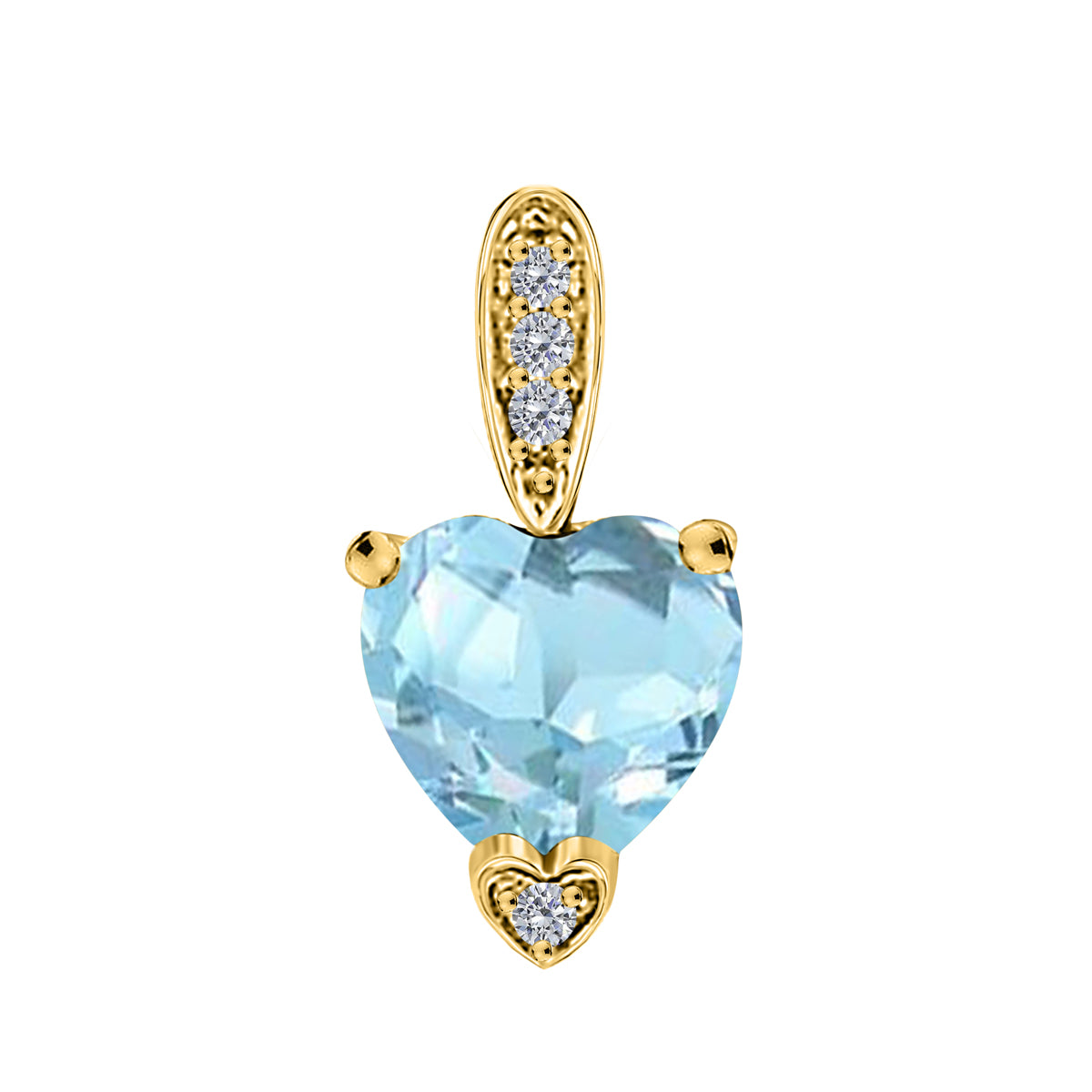 MauliJewels 1.18 Carat Heart Shape Gemstone and Lab Grown Diamond Pendant Necklace for Women in 10K White and Yellow Gold with 18 Inch Gold Plated Chain - Mauli Jewels