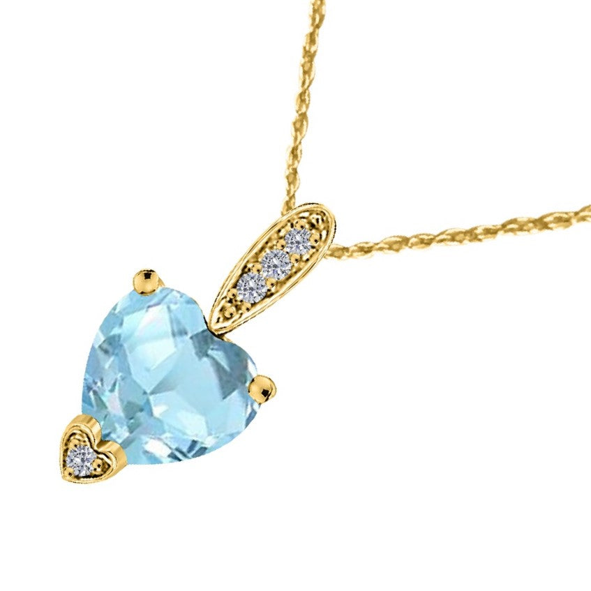 MauliJewels 1.18 Carat Heart Shape Gemstone and Lab Grown Diamond Pendant Necklace for Women in 10K White and Yellow Gold with 18 Inch Gold Plated Chain - Mauli Jewels
