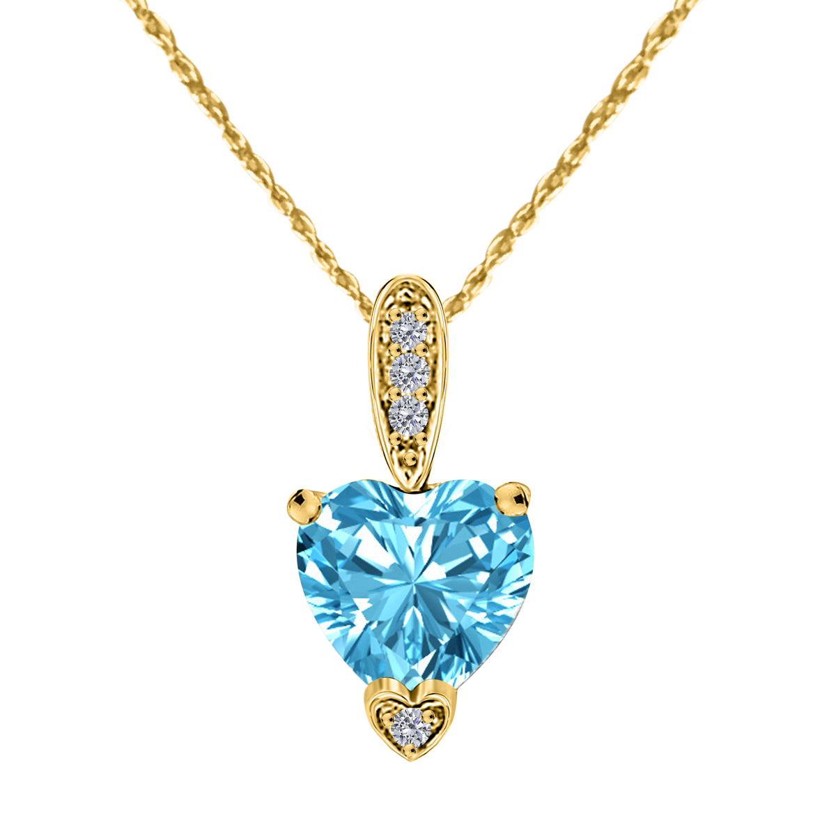 MauliJewels 1.18 Carat Heart Shape Gemstone and Lab Grown Diamond Pendant Necklace for Women in 10K White and Yellow Gold with 18 Inch Gold Plated Chain - Mauli Jewels