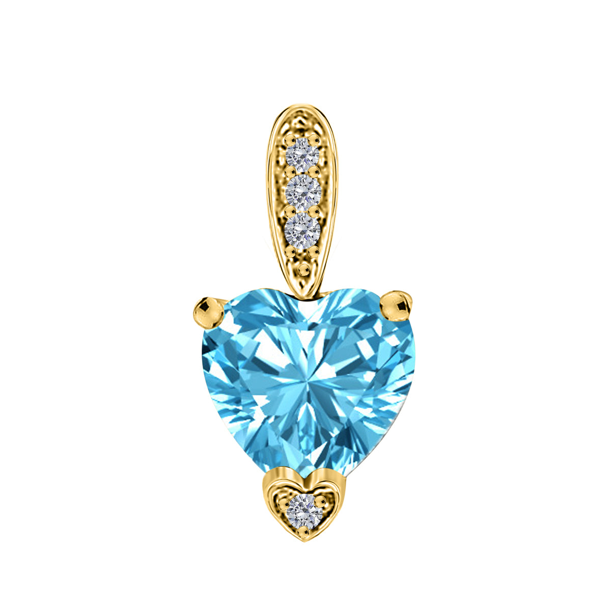 MauliJewels 1.18 Carat Heart Shape Gemstone and Lab Grown Diamond Pendant Necklace for Women in 10K White and Yellow Gold with 18 Inch Gold Plated Chain - Mauli Jewels