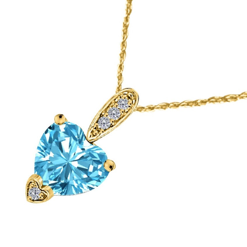 MauliJewels 1.18 Carat Heart Shape Gemstone and Lab Grown Diamond Pendant Necklace for Women in 10K White and Yellow Gold with 18 Inch Gold Plated Chain - Mauli Jewels