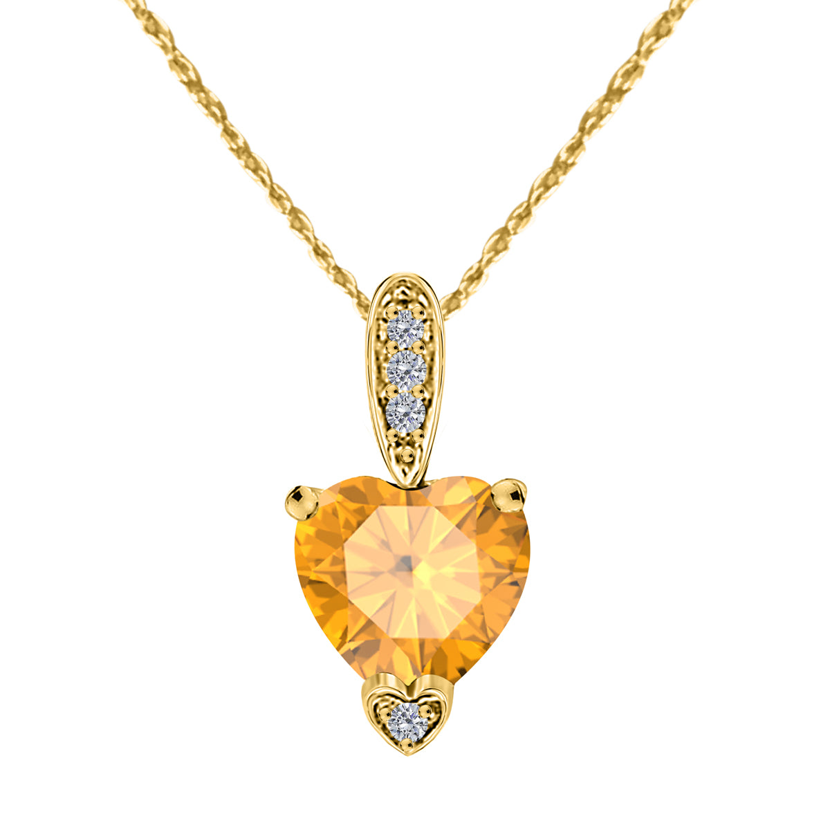 MauliJewels 1.18 Carat Heart Shape Gemstone and Lab Grown Diamond Pendant Necklace for Women in 10K White and Yellow Gold with 18 Inch Gold Plated Chain - Mauli Jewels