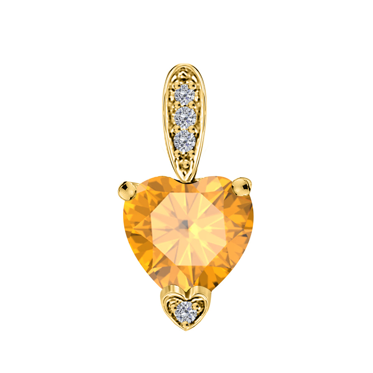MauliJewels 1.18 Carat Heart Shape Gemstone and Lab Grown Diamond Pendant Necklace for Women in 10K White and Yellow Gold with 18 Inch Gold Plated Chain - Mauli Jewels
