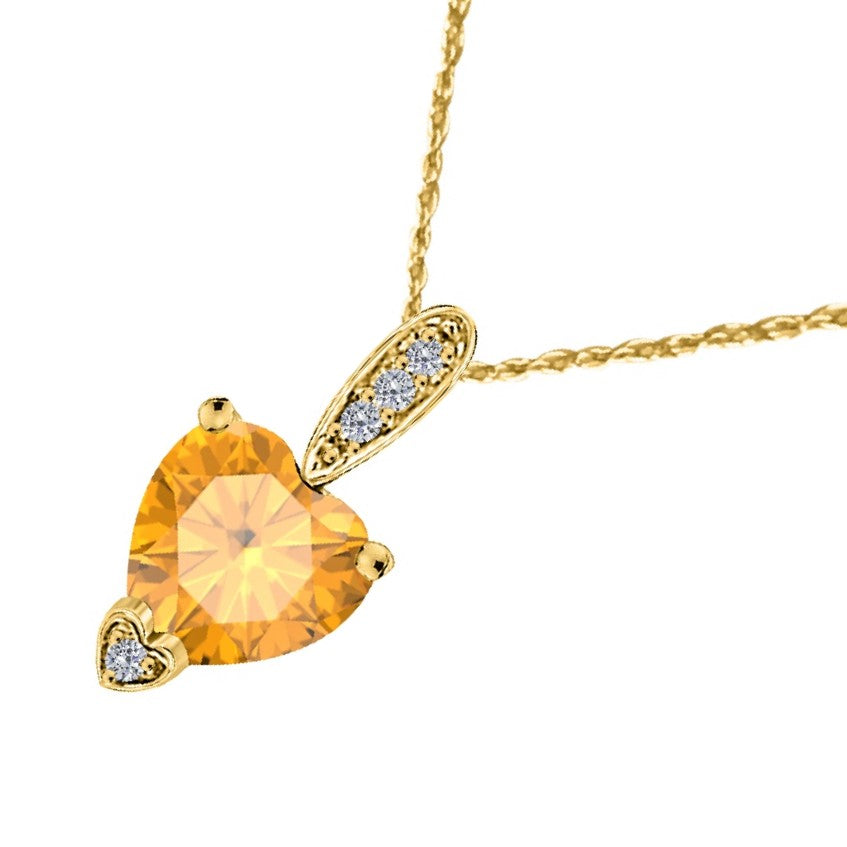 MauliJewels 1.18 Carat Heart Shape Gemstone and Lab Grown Diamond Pendant Necklace for Women in 10K White and Yellow Gold with 18 Inch Gold Plated Chain - Mauli Jewels