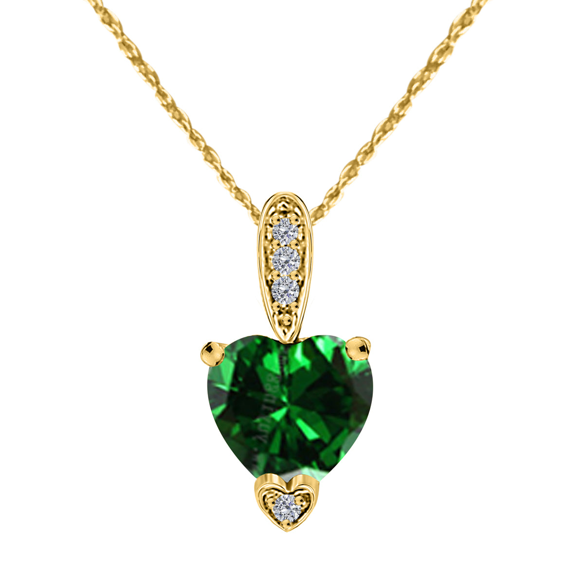 MauliJewels 1.18 Carat Heart Shape Gemstone and Lab Grown Diamond Pendant Necklace for Women in 10K White and Yellow Gold with 18 Inch Gold Plated Chain - Mauli Jewels