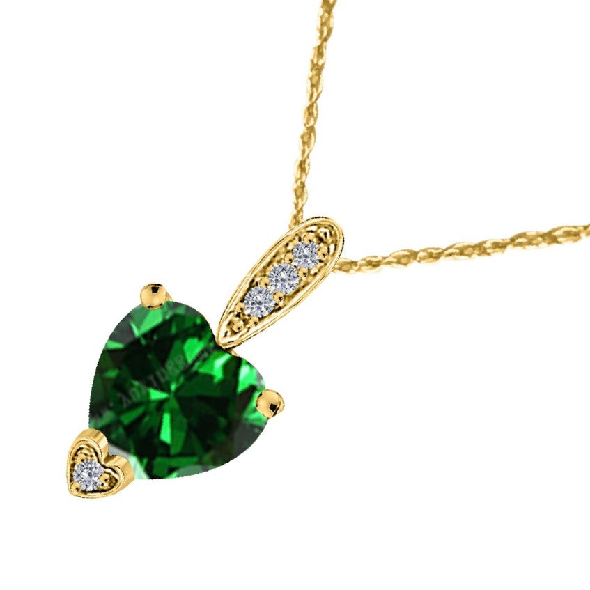 MauliJewels 1.18 Carat Heart Shape Gemstone and Lab Grown Diamond Pendant Necklace for Women in 10K White and Yellow Gold with 18 Inch Gold Plated Chain - Mauli Jewels