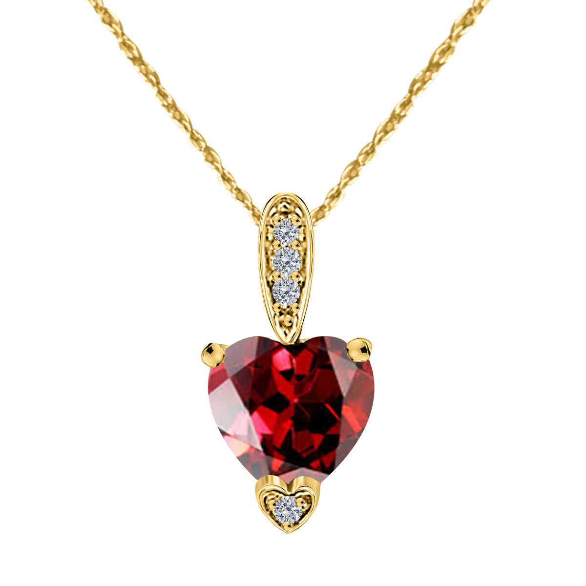 MauliJewels 1.18 Carat Heart Shape Gemstone and Lab Grown Diamond Pendant Necklace for Women in 10K White and Yellow Gold with 18 Inch Gold Plated Chain - Mauli Jewels