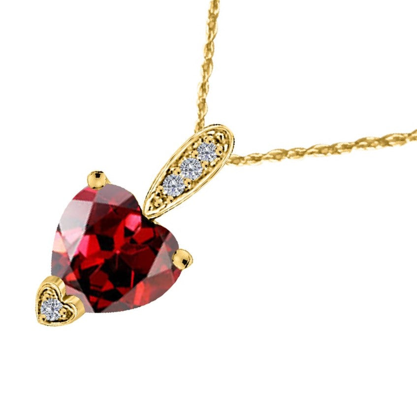 MauliJewels 1.18 Carat Heart Shape Gemstone and Lab Grown Diamond Pendant Necklace for Women in 10K White and Yellow Gold with 18 Inch Gold Plated Chain - Mauli Jewels