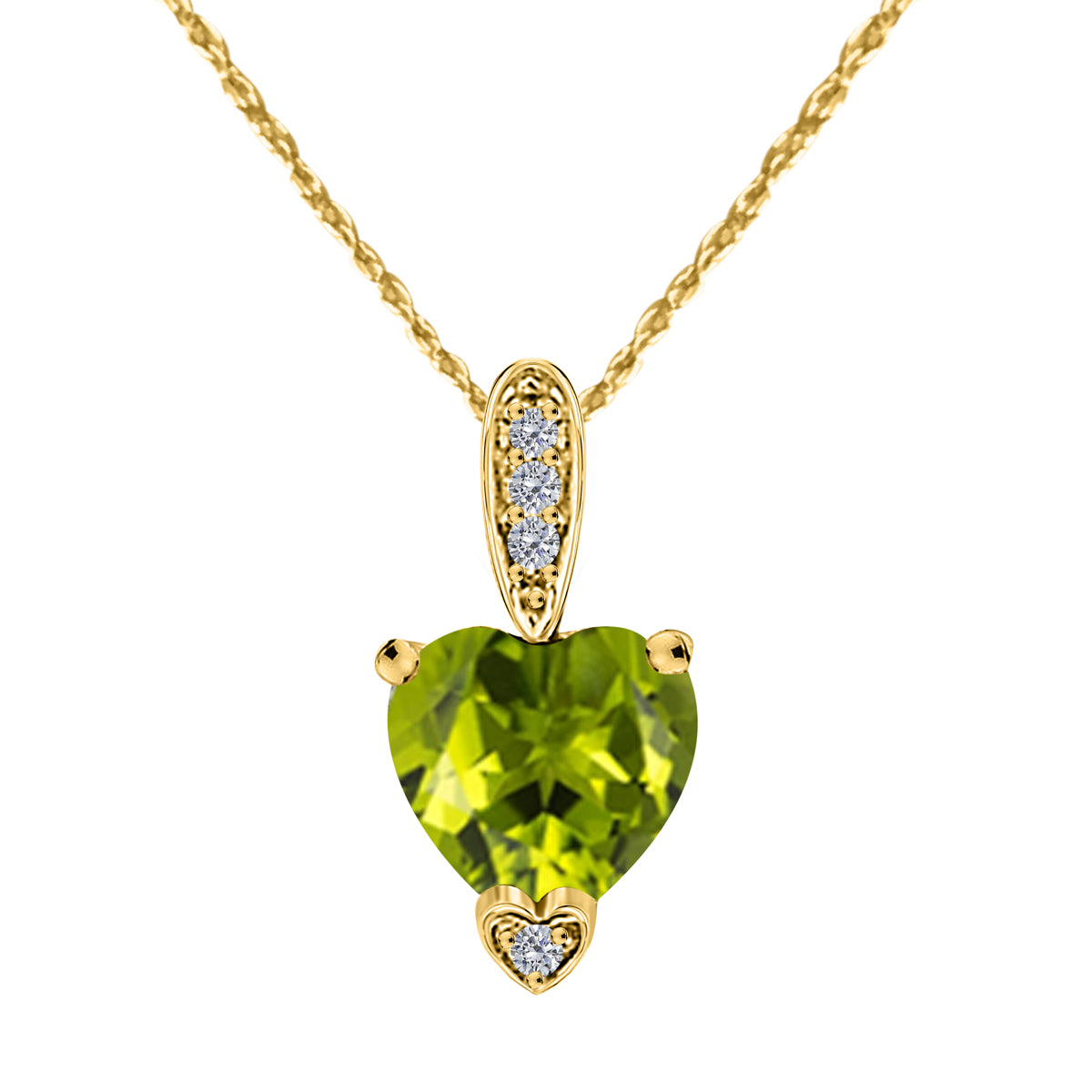 MauliJewels 1.18 Carat Heart Shape Gemstone and Lab Grown Diamond Pendant Necklace for Women in 10K White and Yellow Gold with 18 Inch Gold Plated Chain - Mauli Jewels