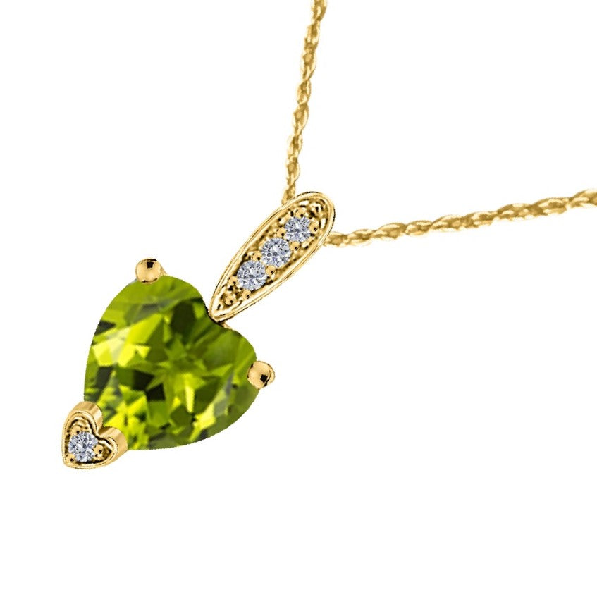 MauliJewels 1.18 Carat Heart Shape Gemstone and Lab Grown Diamond Pendant Necklace for Women in 10K White and Yellow Gold with 18 Inch Gold Plated Chain - Mauli Jewels