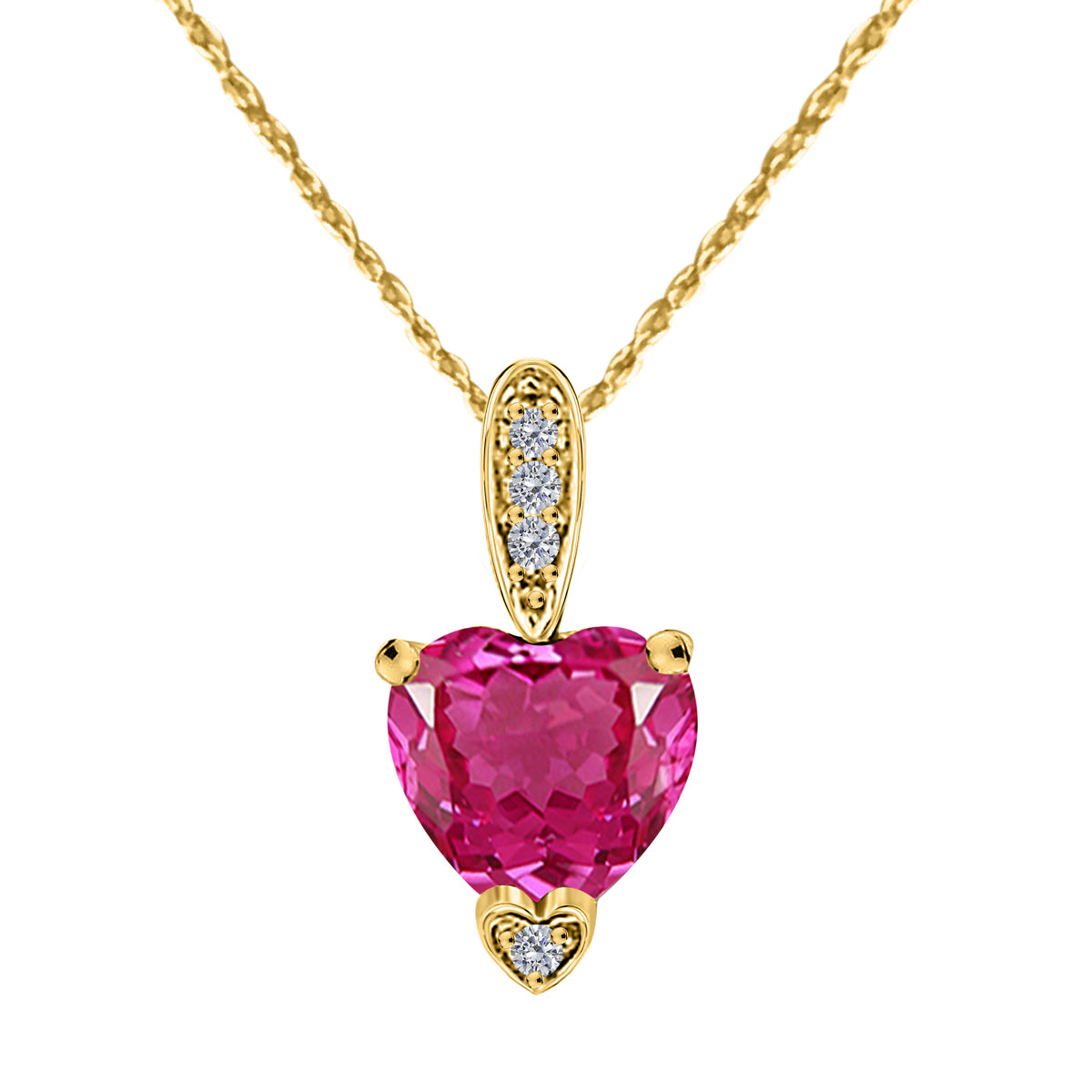 MauliJewels 1.18 Carat Heart Shape Gemstone and Lab Grown Diamond Pendant Necklace for Women in 10K White and Yellow Gold with 18 Inch Gold Plated Chain - Mauli Jewels