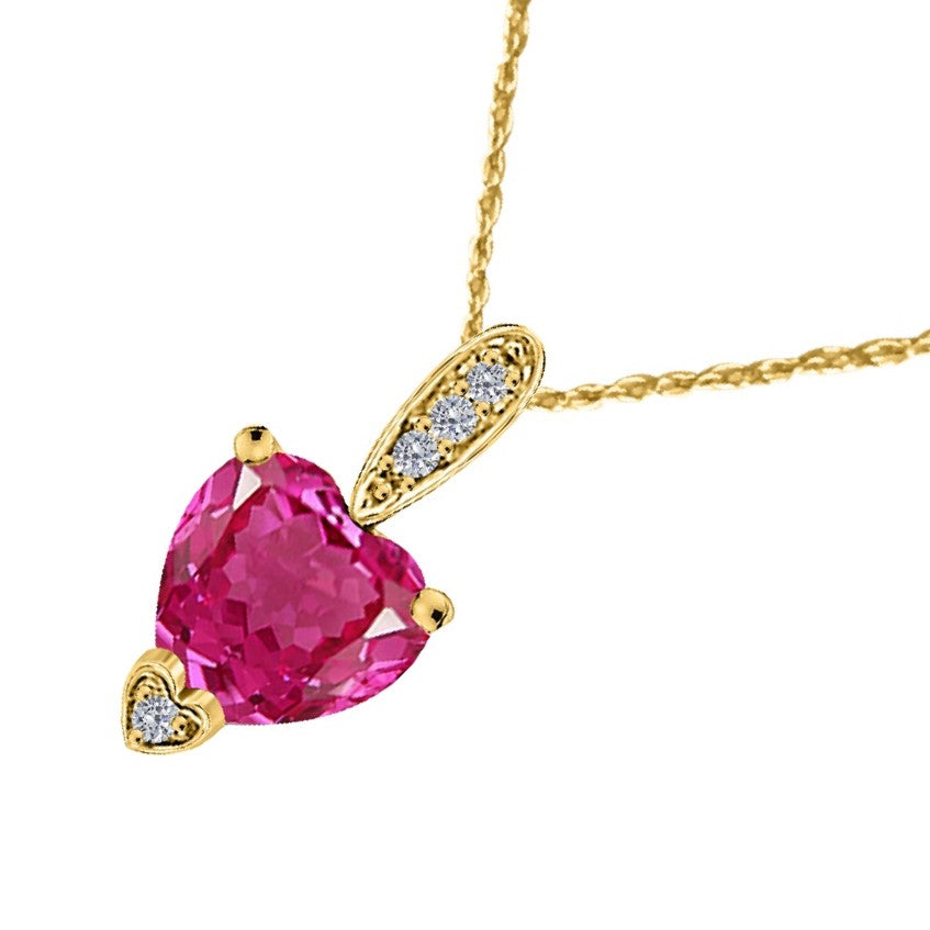 MauliJewels 1.18 Carat Heart Shape Gemstone and Lab Grown Diamond Pendant Necklace for Women in 10K White and Yellow Gold with 18 Inch Gold Plated Chain - Mauli Jewels