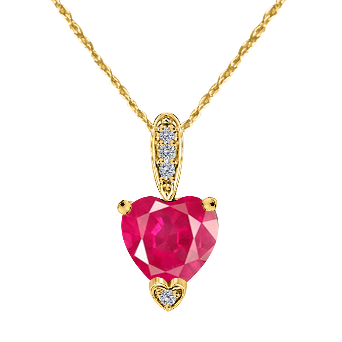 MauliJewels 1.18 Carat Heart Shape Gemstone and Lab Grown Diamond Pendant Necklace for Women in 10K White and Yellow Gold with 18 Inch Gold Plated Chain - Mauli Jewels