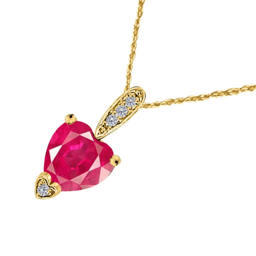 MauliJewels 1.18 Carat Heart Shape Gemstone and Lab Grown Diamond Pendant Necklace for Women in 10K White and Yellow Gold with 18 Inch Gold Plated Chain - Mauli Jewels