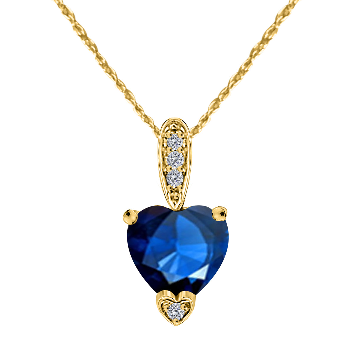 MauliJewels 1.18 Carat Heart Shape Gemstone and Lab Grown Diamond Pendant Necklace for Women in 10K White and Yellow Gold with 18 Inch Gold Plated Chain - Mauli Jewels