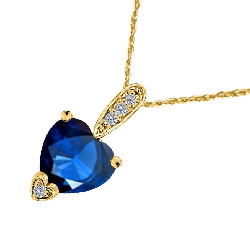 MauliJewels 1.18 Carat Heart Shape Gemstone and Lab Grown Diamond Pendant Necklace for Women in 10K White and Yellow Gold with 18 Inch Gold Plated Chain - Mauli Jewels