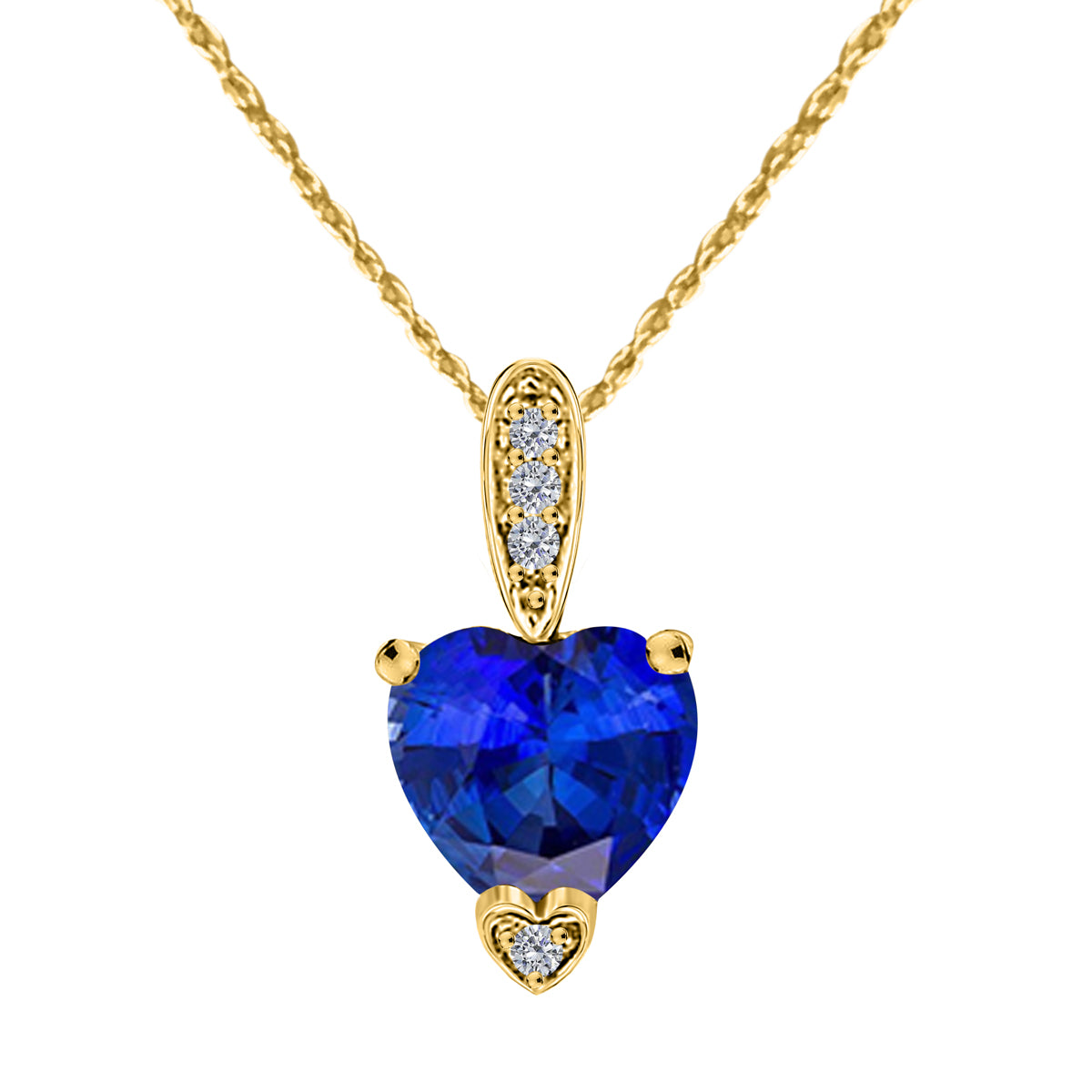 MauliJewels 1.18 Carat Heart Shape Gemstone and Lab Grown Diamond Pendant Necklace for Women in 10K White and Yellow Gold with 18 Inch Gold Plated Chain - Mauli Jewels