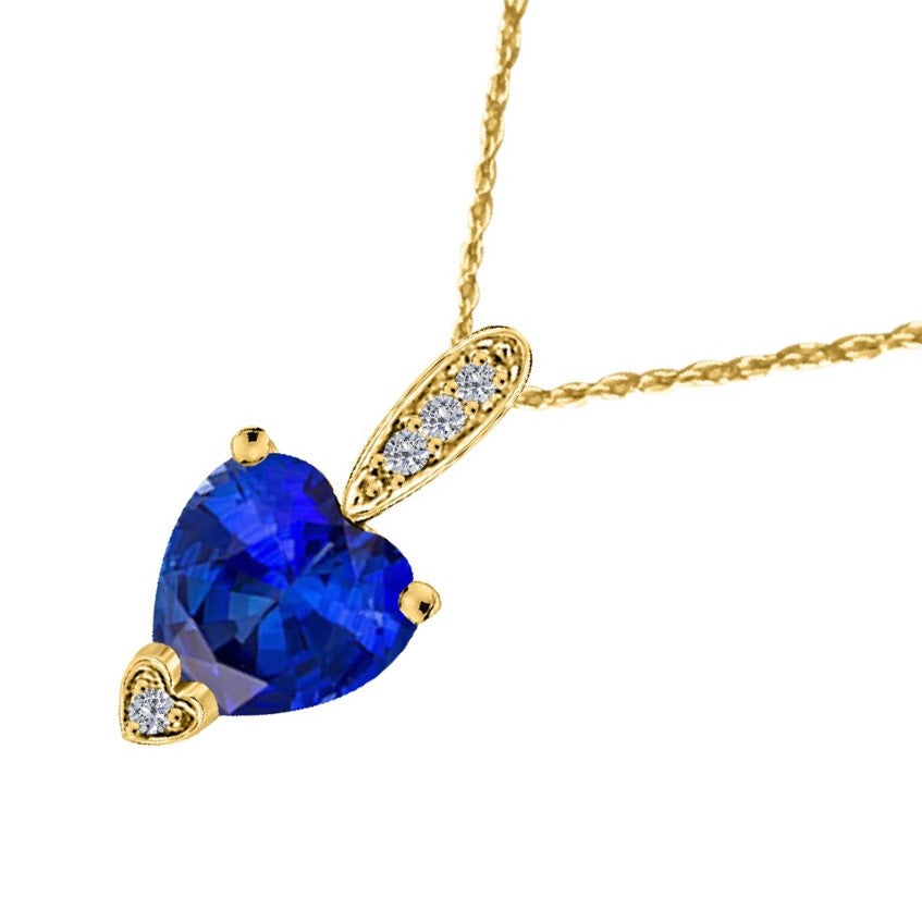 MauliJewels 1.18 Carat Heart Shape Gemstone and Lab Grown Diamond Pendant Necklace for Women in 10K White and Yellow Gold with 18 Inch Gold Plated Chain - Mauli Jewels