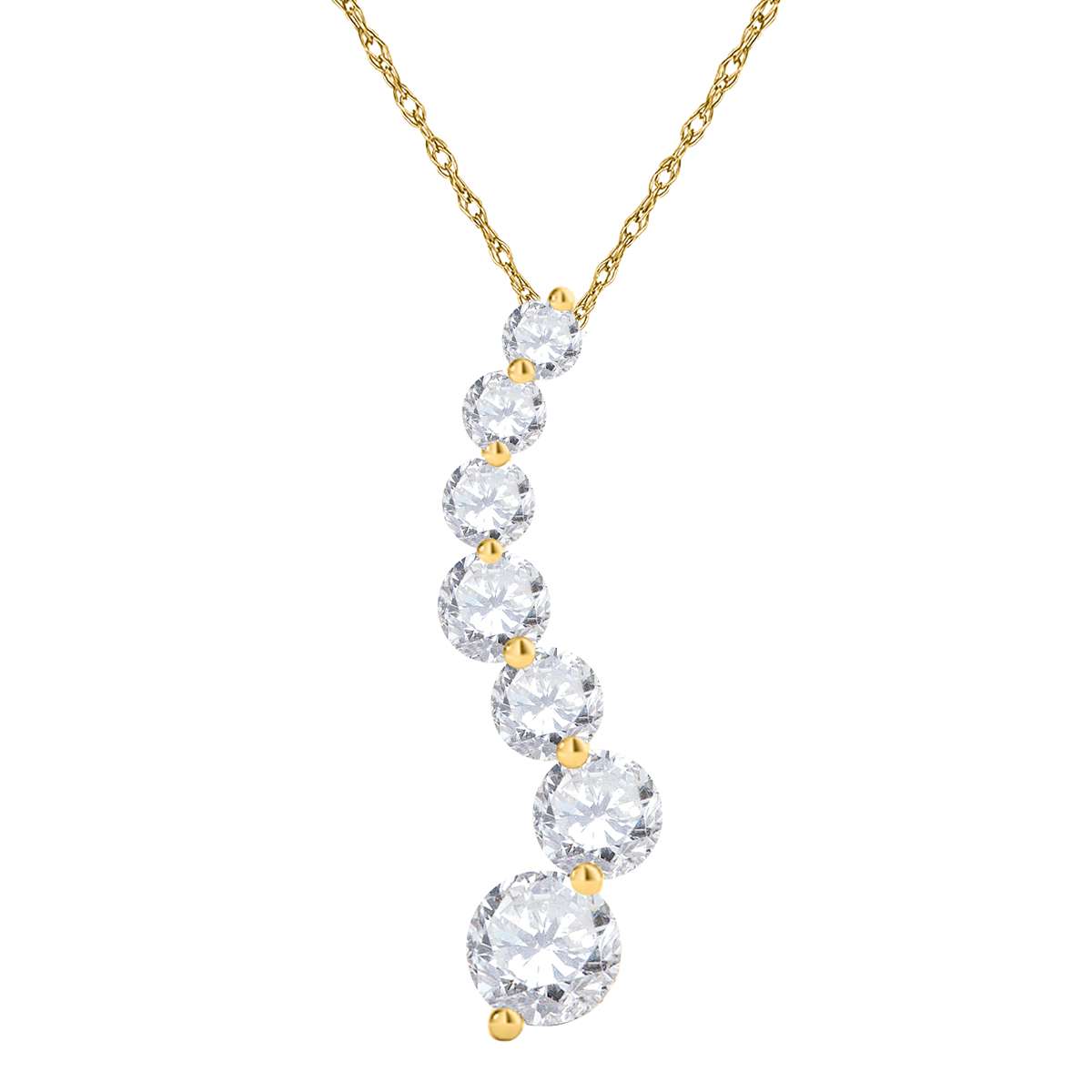 0.50 Carat Round White Diamond ( H-I/ I1-I2 ) Seven Stone Pendant Chain Necklace In 14K Solid Rose White Yellow Gold With 18" Box Chain