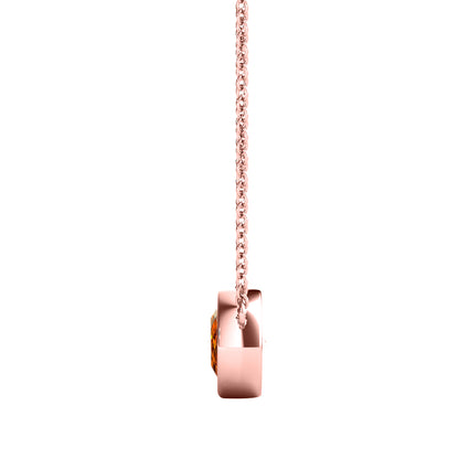 Mauli Jewels 10K Gold Round Orange Moissanite Bezel-Set Pendant Necklace for Women, 1.20 CTW, D-VS1/VS2 Clarity with 18inch Silver Cable Chain