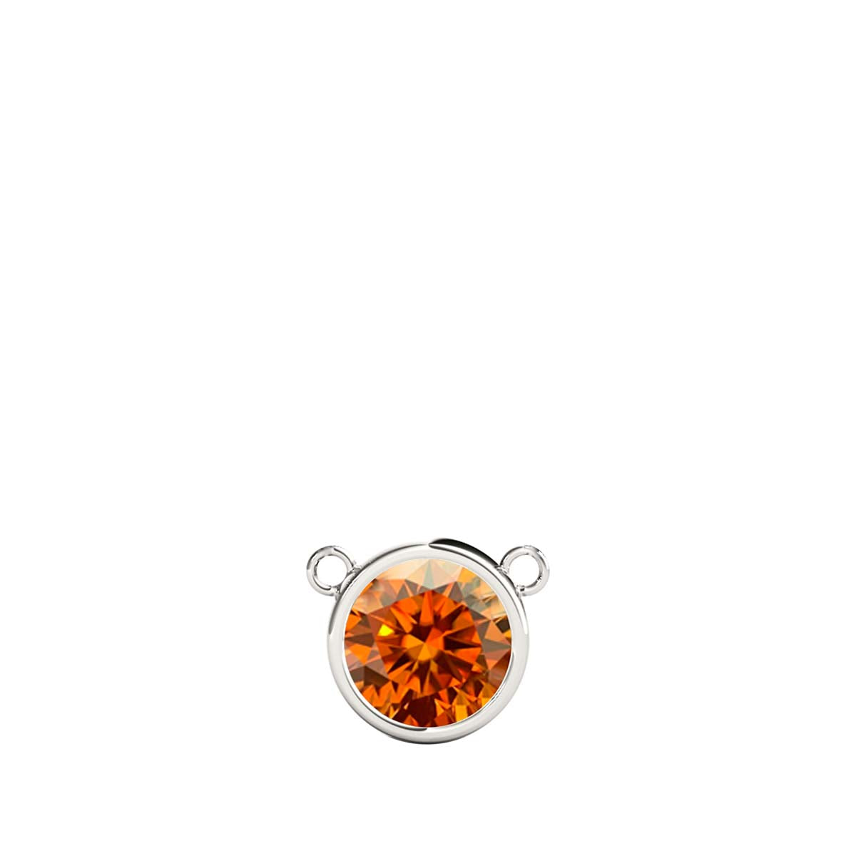Mauli Jewels 10K Gold Round Orange Moissanite Bezel-Set Pendant Necklace for Women, 1.20 CTW, D-VS1/VS2 Clarity with 18inch Silver Cable Chain