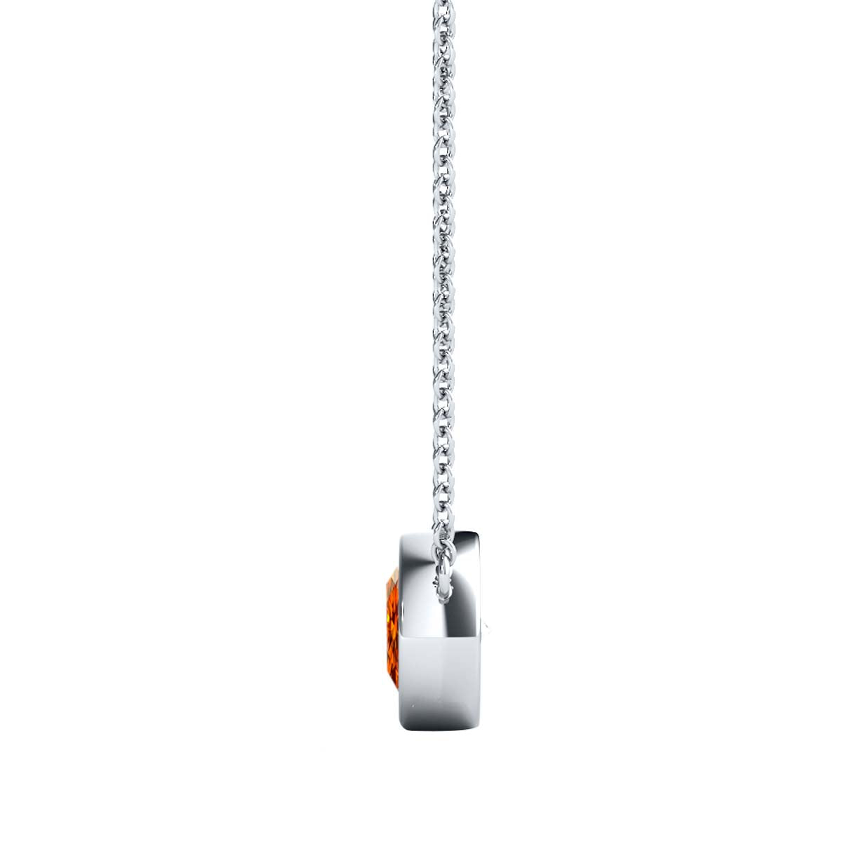Mauli Jewels 10K Gold Round Orange Moissanite Bezel-Set Pendant Necklace for Women, 1.20 CTW, D-VS1/VS2 Clarity with 18inch Silver Cable Chain