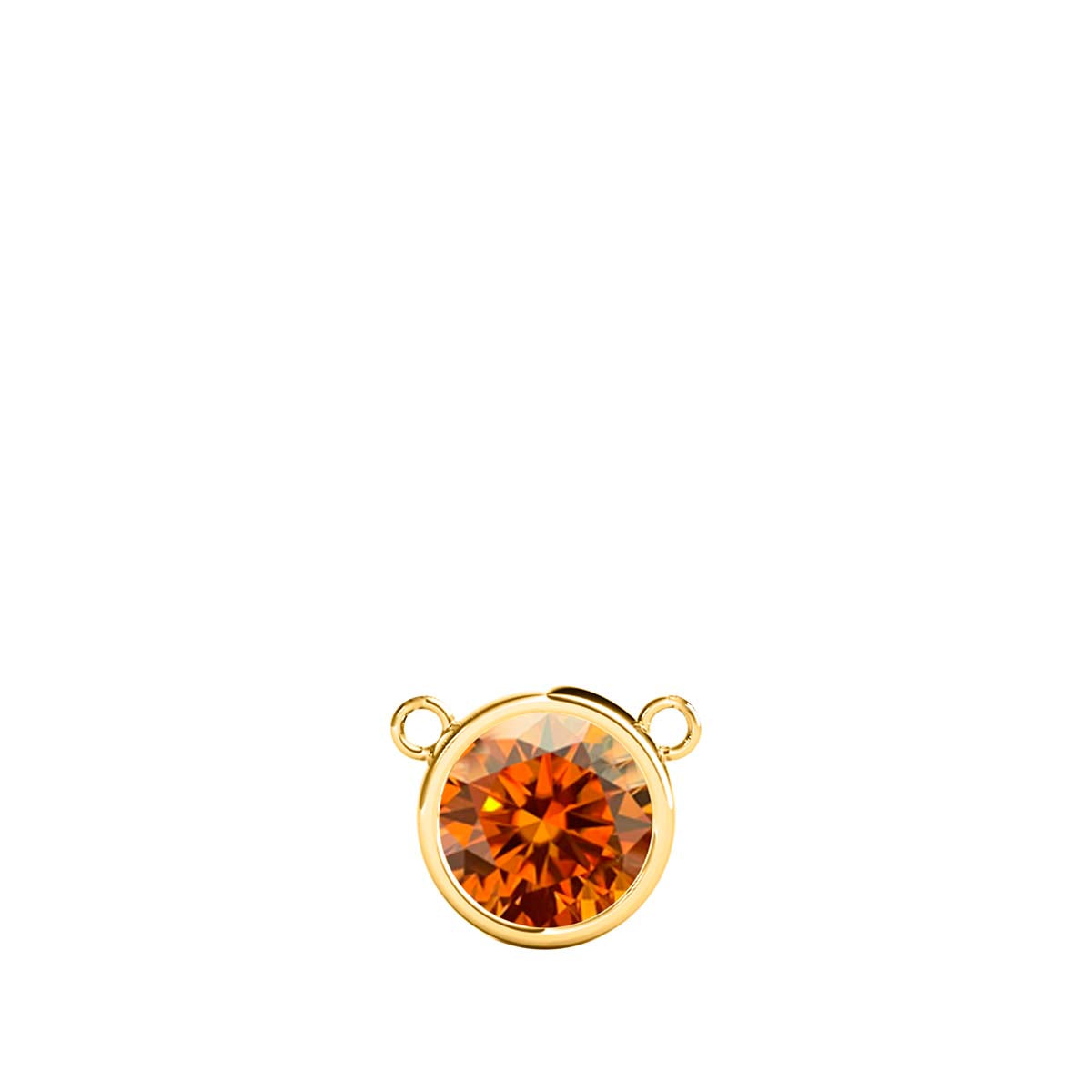 Mauli Jewels 10K Gold Round Orange Moissanite Bezel-Set Pendant Necklace for Women, 1.20 CTW, D-VS1/VS2 Clarity with 18inch Silver Cable Chain