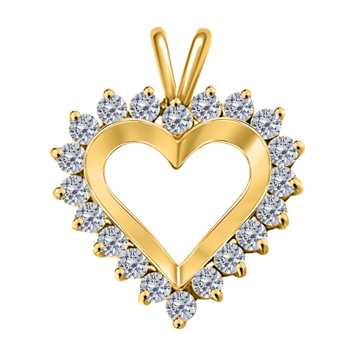 3/4 Carat Natural Diamond Heart Shape Pendant Necklace For Women In 14K Rose White & Yellow Gold With 18" Box Chain