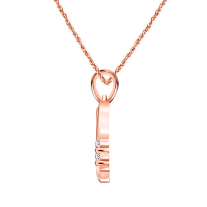 0.20 Carat Natural Diamond 3 Stone Heart Shape Pendant Necklace In 10K Rose White & Yellow Gold With 18" Chain