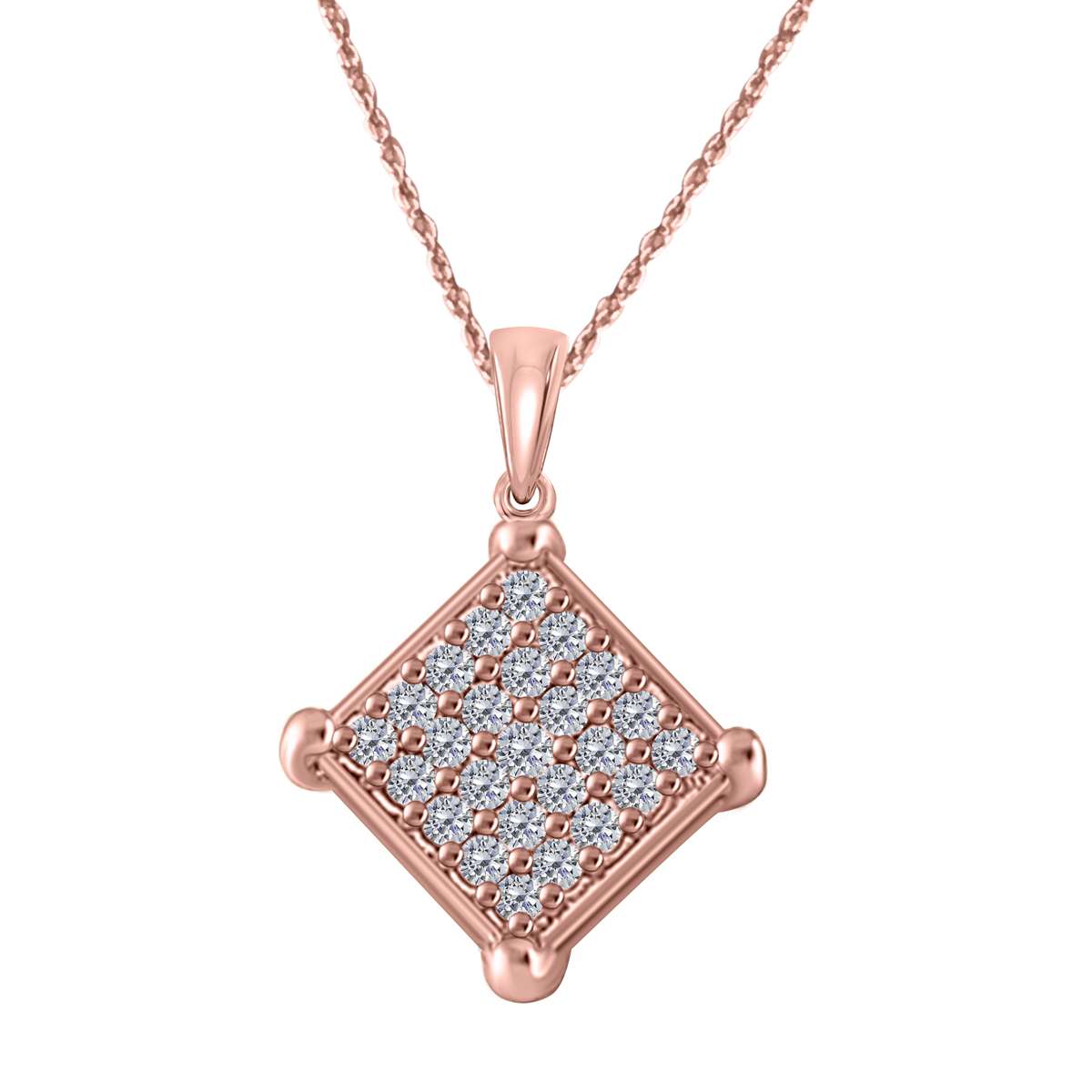 1.00 Carat Natural Diamond ( I-J/ I1-I2 ) Necklace Pendant For Women In 10K Rose White & Yellow Gold With 18" Box Chain