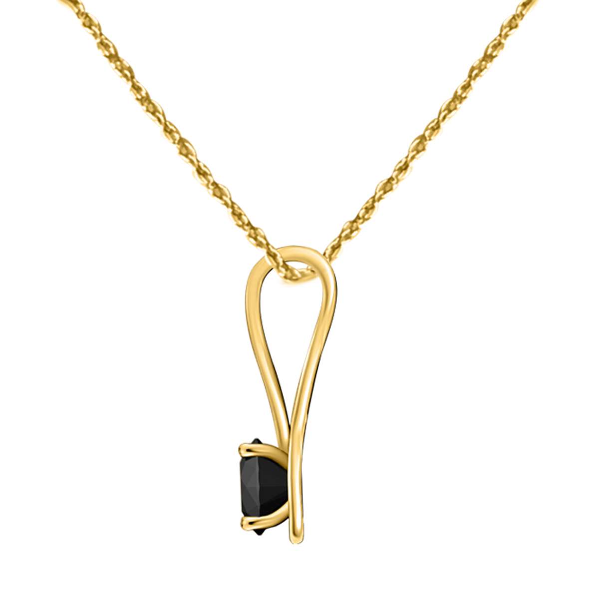 1/2 Carat Intertwined Design Solitaire Black Diamond Pendant Necklace For Women In 14K Rose White & Yellow Gold