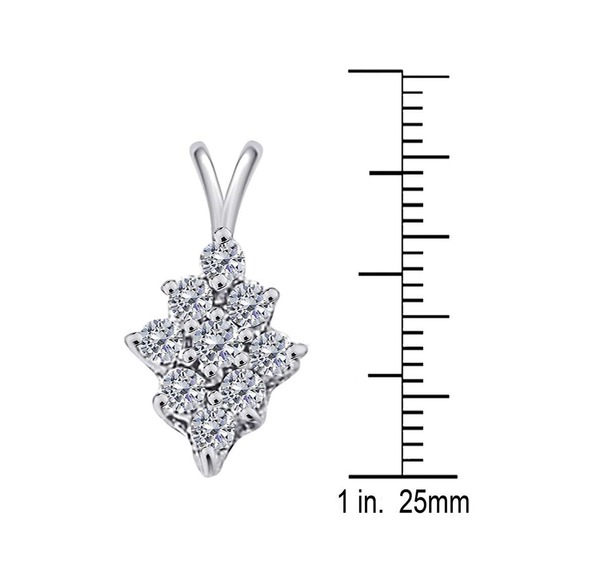 MAULIJEWELS 1/2 Carat Natural Diamond Prong Set Pendnat Necklace For Women In 10K Rose White & Yellow Gold With 18" Box Chain