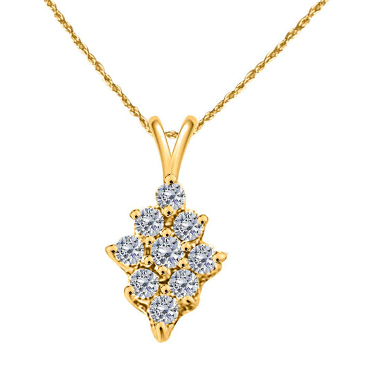 MAULIJEWELS 1/2 Carat Natural Diamond Prong Set Pendnat Necklace For Women In 10K Rose White & Yellow Gold With 18" Box Chain