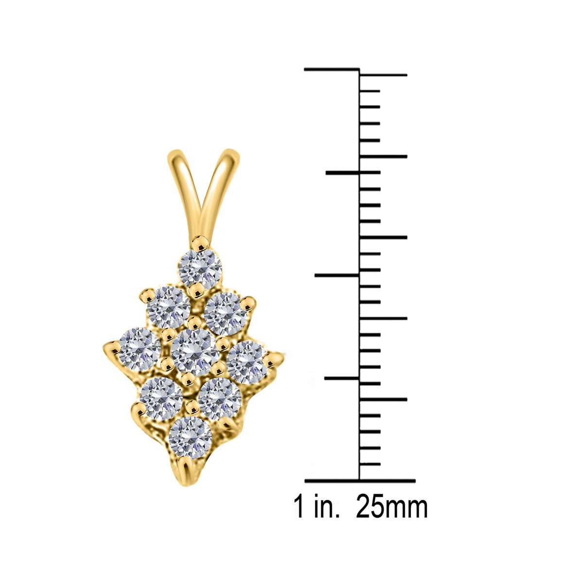 MAULIJEWELS 1/2 Carat Natural Diamond Prong Set Pendnat Necklace For Women In 10K Rose White & Yellow Gold With 18" Box Chain