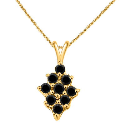 0.50 Carat Black Diamond Pendant Necklace For Women In 10K Rose White & Yellow Gold With 18" Gold Plated Box Chain