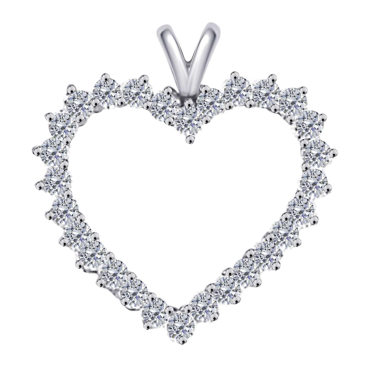 10K Rose White & Yellow Gold 2.00 Carat Natural Diamond Prong Set Heart Shape Pendant for Women With 18" Box Chain