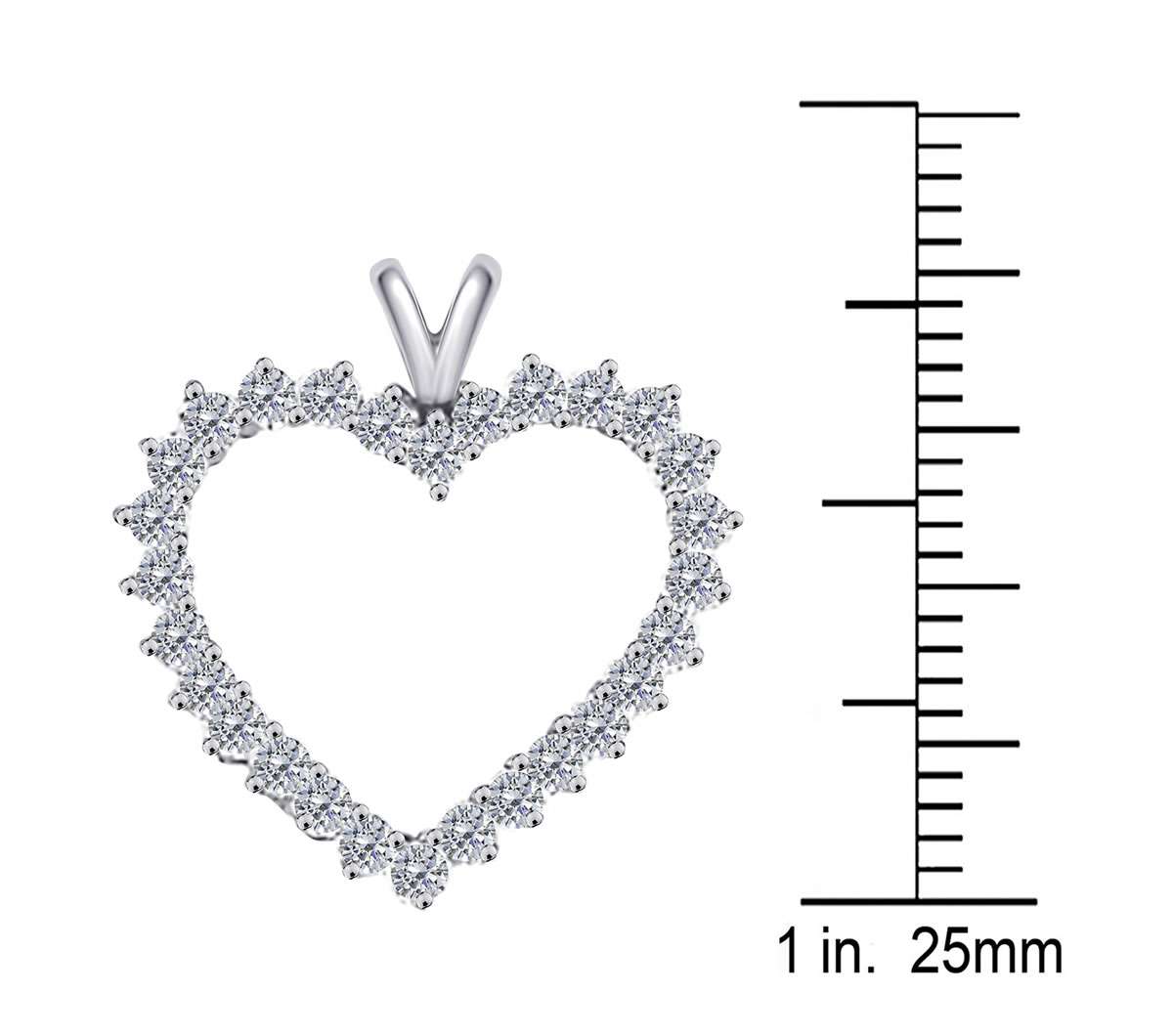 10K Rose White & Yellow Gold 2.00 Carat Natural Diamond Prong Set Heart Shape Pendant for Women With 18" Box Chain