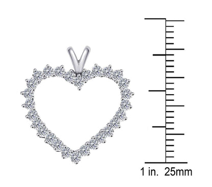 10K Rose White & Yellow Gold 2.00 Carat Natural Diamond Prong Set Heart Shape Pendant for Women With 18" Box Chain