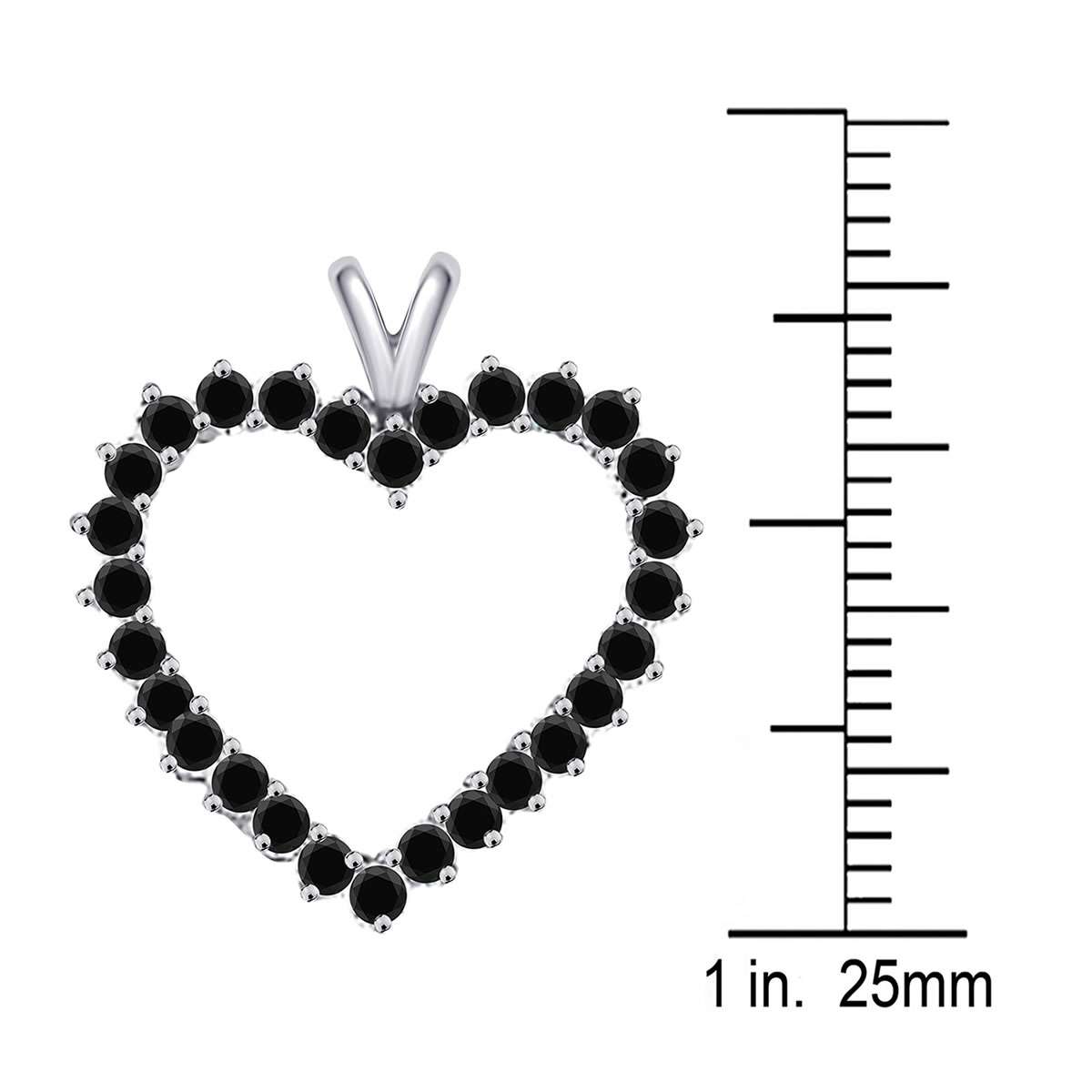 2.00 Carat Black Diamond Prong Set Heart Shape Pendant Necklace For Women In 10K Rose White & Yellow Gold With 18" Chain