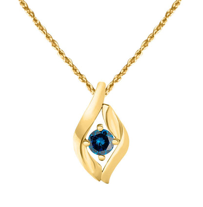 MauliJewels 1/4 Carat Charming Blue Diamond Pendant Necklace 10K Rose / White & Yellow Gold With 18'' Box Chain