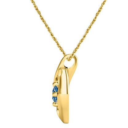 MauliJewels 1/4 Carat Charming Blue Diamond Pendant Necklace 10K Rose / White & Yellow Gold With 18'' Box Chain