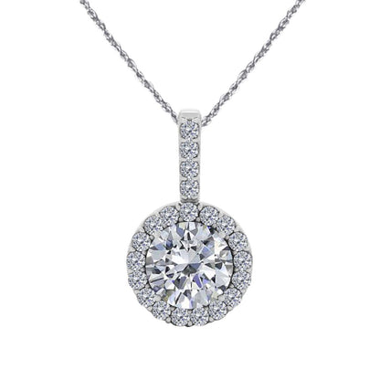 3/8 Carat Natural Diamond Halo Pendant Necklace For Women In 14K Rose White & Yellow Gold With 18" Box Chain